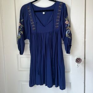Francesca’s navy v-neck dress